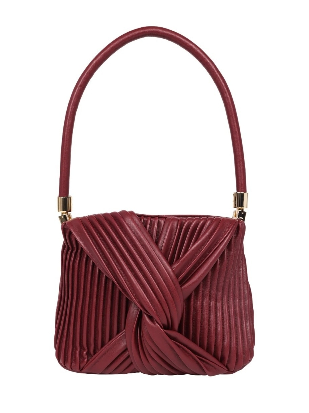 Jason Wu Elegant Burgundy Pleated Knot Box Handle Handbag